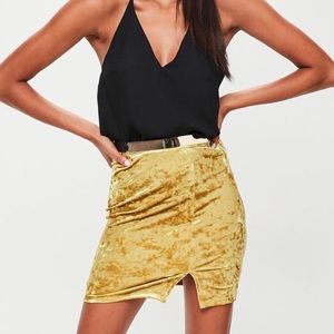 Missguided mustard velvet skirt